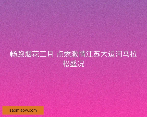 畅跑烟花三月 点燃激情江苏大运河马拉松盛况 畅跑烟花三月 点燃激情江苏大运河马拉松盛况