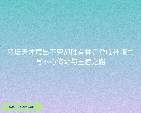羽坛天才层出不穷却唯有林丹登临神境书写不朽传奇与王者之路 羽坛天才层出不穷却唯有林丹登临神境书写不朽传奇与王者之路